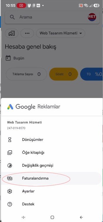 Google Ads Menü